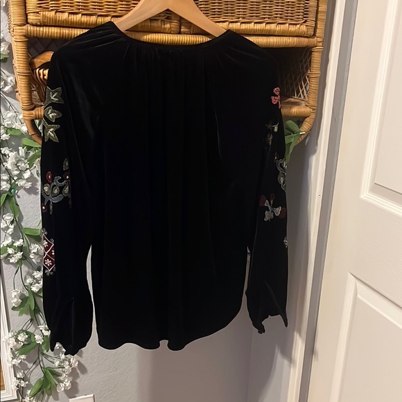 Zara Black Embellished Puff Sleeve Blouse - Picture 8 of 8